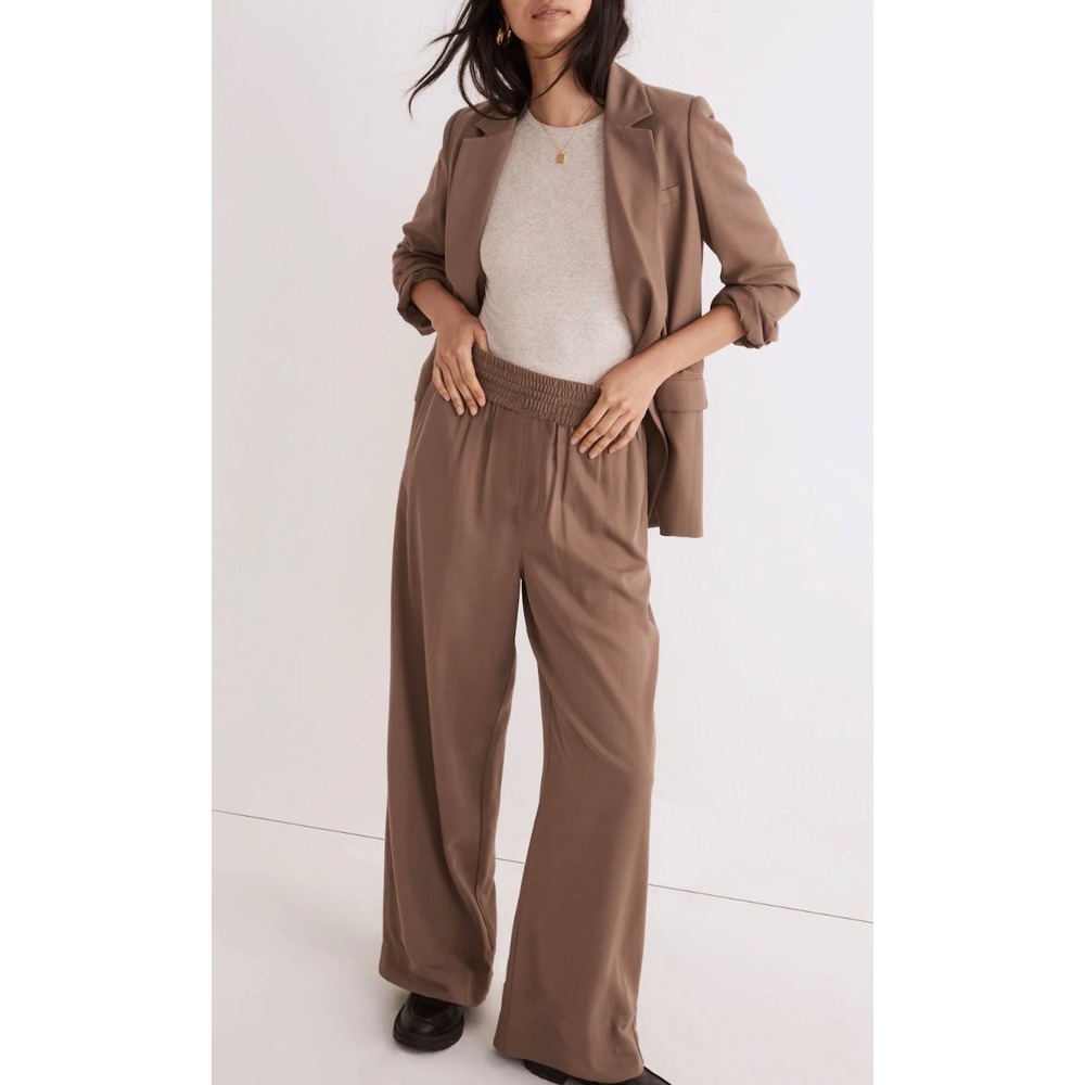 NWT Madewell Drapeweave Carley Wide Leg Pants XXS Brown Pull‎ On High Rise